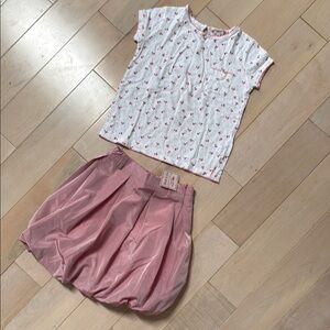 Il Gufo bubble skirt Bonpoint cherry print shirt 5-6